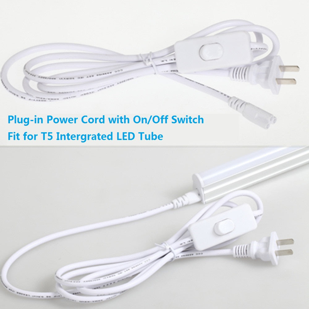 Plug-in Power Plug Cord 6Feet with On/Off Switch On Fit for T5/T8 Integrated LED Tube Light