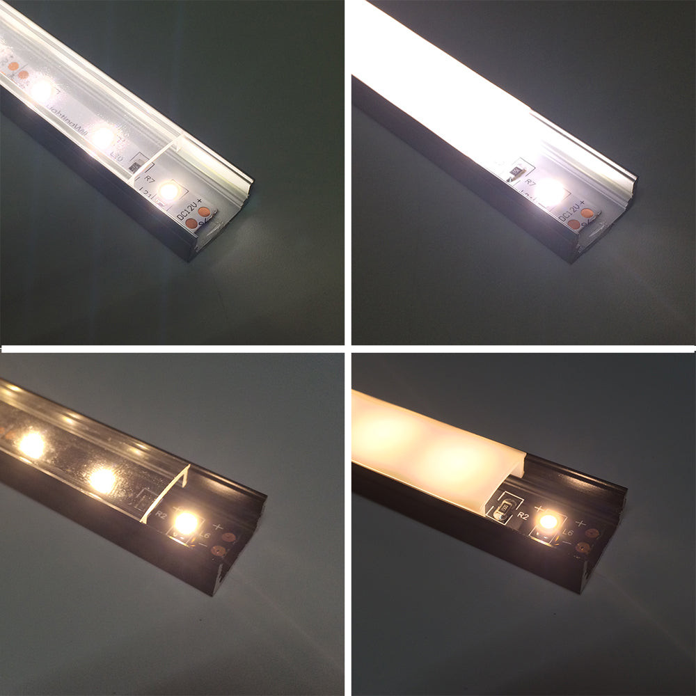 Black LED Profile U02 9x17mm U-Shape LED Aluminum Channel System