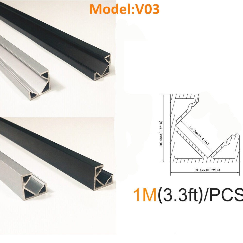 Seperate Aluminum Housing Only for U-Shape and V-Shape LED Aluminum Profile, Fit for U01, U02, U03, U04, U05, U06, V01, V02, V03
